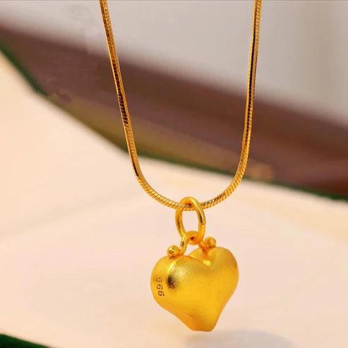 Heart Love Heart Pendant Necklace Brass Gold Plated