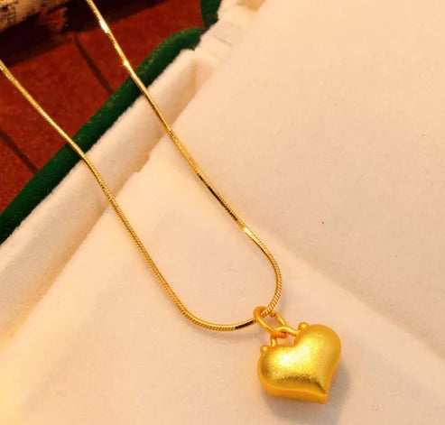 Heart Love Heart Pendant Necklace Brass Gold Plated