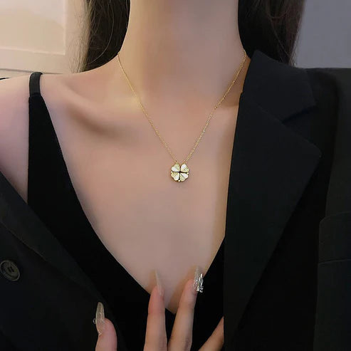 Luxury Four Leaf Clover Pendant Necklace Stainless